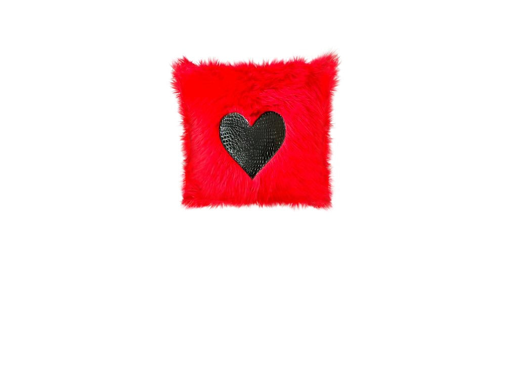 Red & Black Heart Faux Croc Pillows