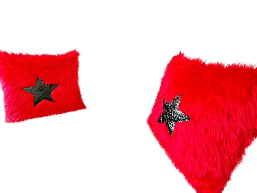 Red & Black Heart Faux Croc Pillows