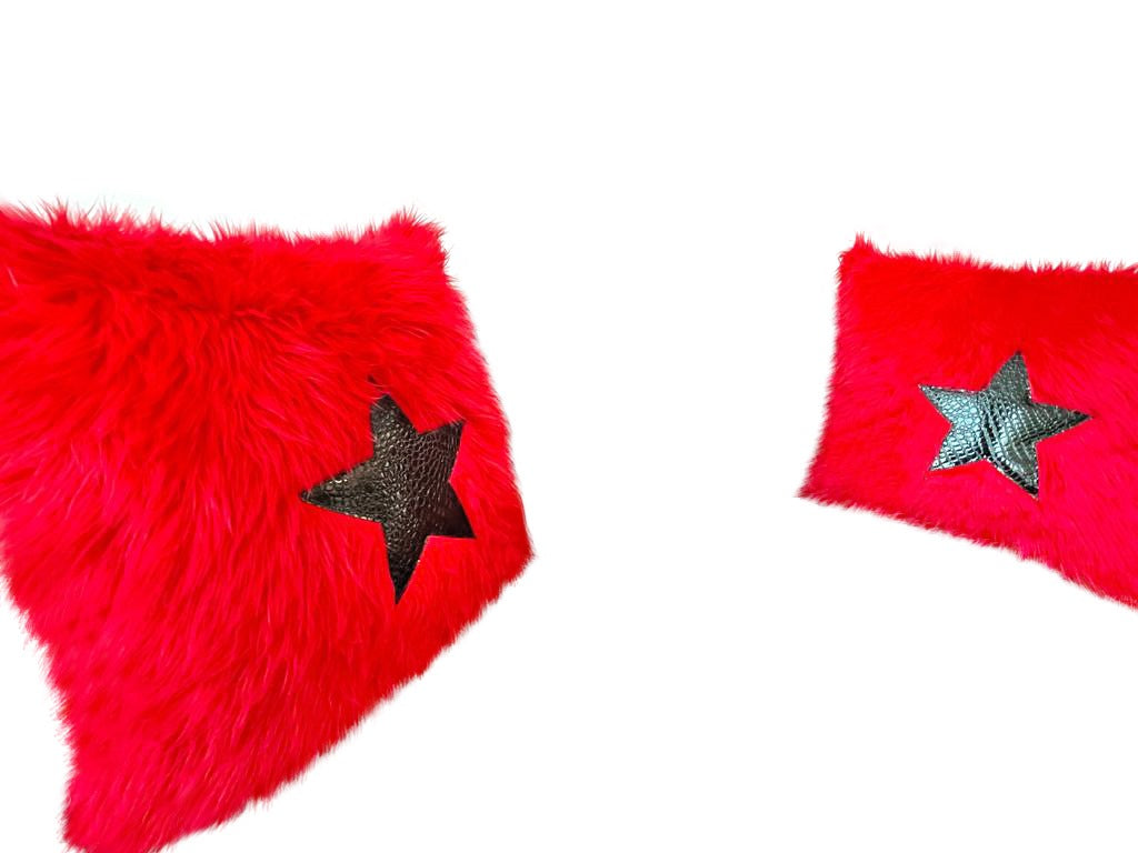 Red & Black Heart Faux Croc Pillows
