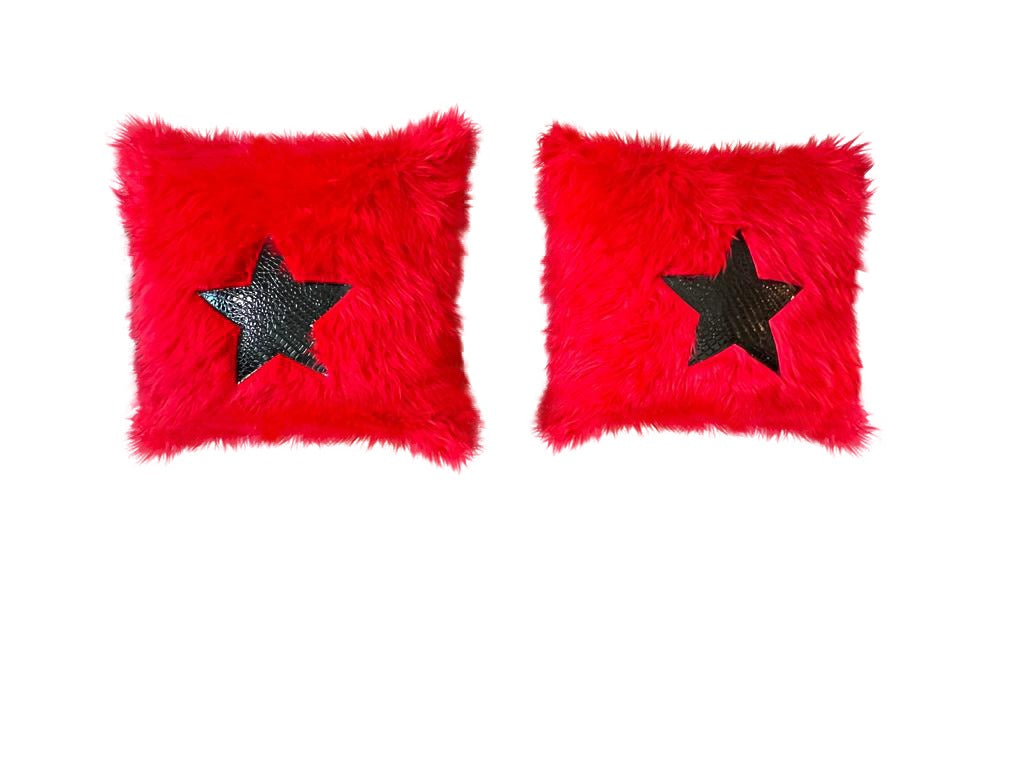 Red & Black Heart Faux Croc Pillows