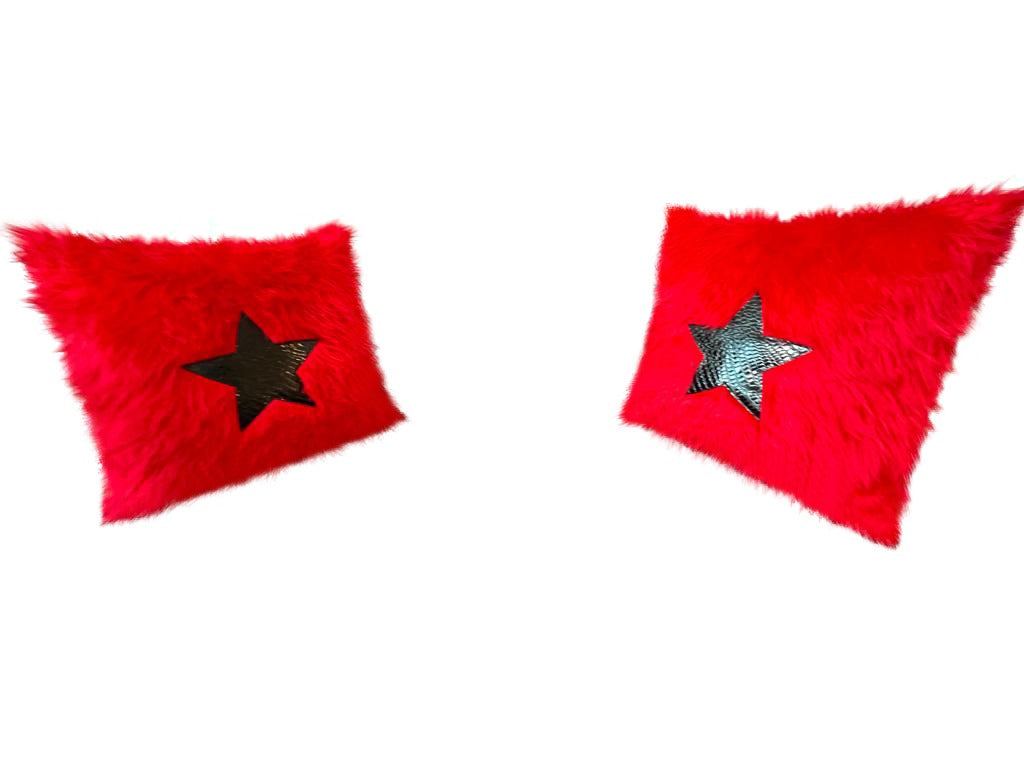 Red & Black Heart Faux Croc Pillows