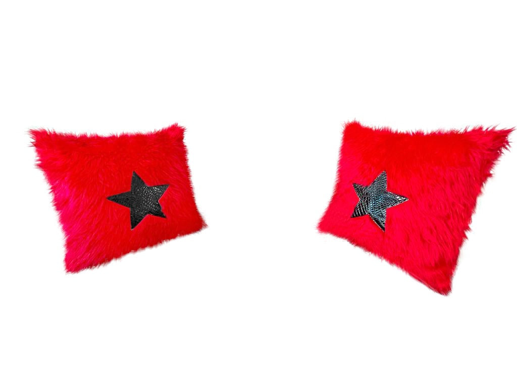 Red & Black Heart Faux Croc Pillows