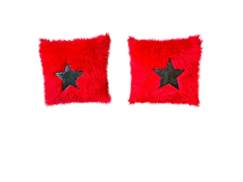 Red & Black Heart Faux Croc Pillows