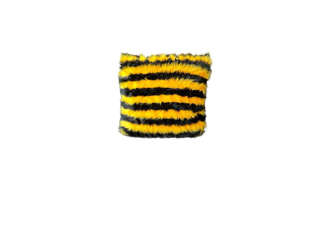 Yellow and Black Faux Fur Pillows