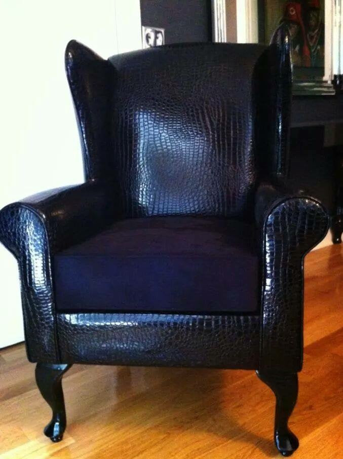 Croco Wing Back Chair- Black