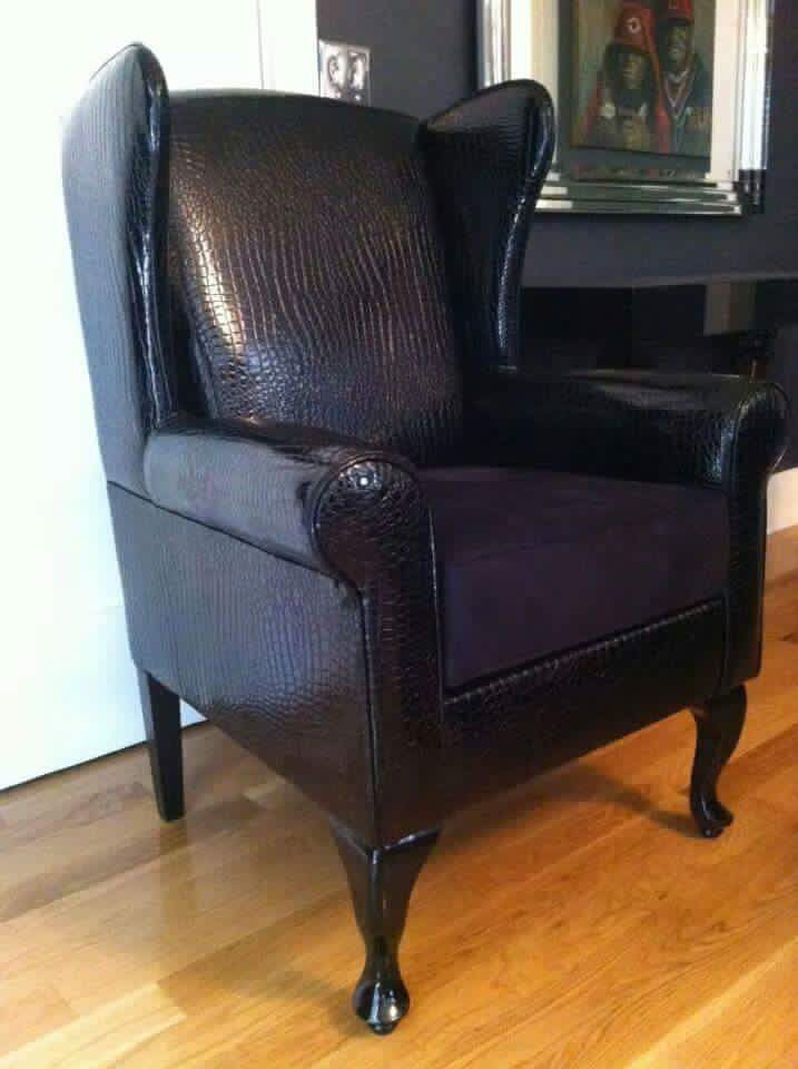 Croco Wing Back Chair- Black