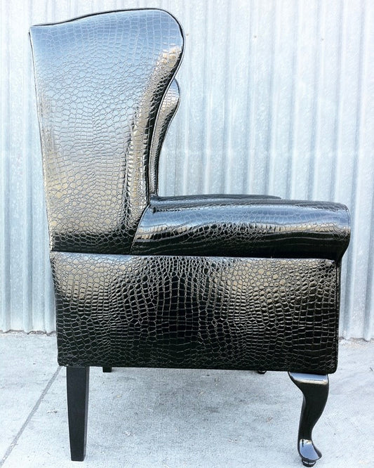 Croco Wing Back Chair- Black